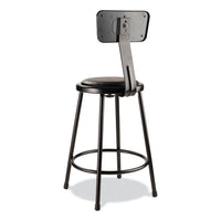 6400 Series Heavy Duty Vinyl Padded Stool W/backrest, Supports 300lb, 24" Seat Ht, Black Seat/back/base,ships In 1-3 Bus Days