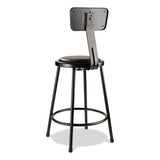 6400 Series Heavy Duty Vinyl Padded Stool W/backrest, Supports 300lb, 24" Seat Ht, Black Seat/back/base,ships In 1-3 Bus Days