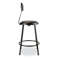 6400 Series Heavy Duty Vinyl Padded Stool W/backrest, Supports 300lb, 24" Seat Ht, Black Seat/back/base,ships In 1-3 Bus Days