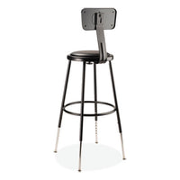 6400 Series Height Adj Heavy Duty Vinyl Steel Stool W/backrest, Supports 300 Lb, 25"-33" Seat Ht, Black,ships In 1-3 Bus Days