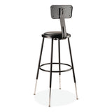 6400 Series Height Adj Heavy Duty Vinyl Steel Stool W/backrest, Supports 300 Lb, 25"-33" Seat Ht, Black,ships In 1-3 Bus Days