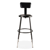 6400 Series Height Adj Heavy Duty Vinyl Steel Stool W/backrest, Supports 300 Lb, 25"-33" Seat Ht, Black,ships In 1-3 Bus Days