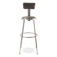 6400 Series Height Adjustable Heavy Duty Padded Stool W/backrest, Supports 300lb, 25"-33" Seat Ht, Gray,ships In 1-3 Bus Days
