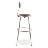 6400 Series Height Adjustable Heavy Duty Padded Stool W/backrest, Supports 300lb, 25"-33" Seat Ht, Gray,ships In 1-3 Bus Days