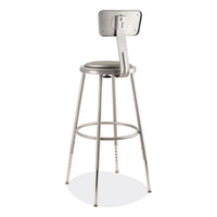 6400 Series Height Adjustable Heavy Duty Padded Stool W/backrest, Supports 300lb, 25"-33" Seat Ht, Gray,ships In 1-3 Bus Days