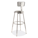 6400 Series Height Adjustable Heavy Duty Padded Stool W/backrest, Supports 300lb, 25"-33" Seat Ht, Gray,ships In 1-3 Bus Days