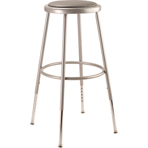 6400 Series Height Adjustable Heavy Duty Vinyl Padded Steel Stool, Supports 500 Lbs, 25" To 33" Seat Height, Gray Seat/base