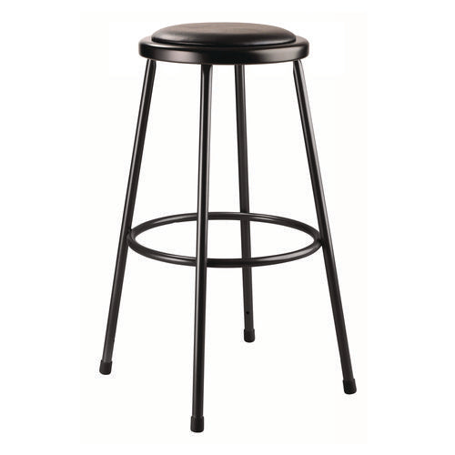 6400 Series Fixed Height Heavy Duty Vinyl Padded Steel Stool, Backless, Supports 500 Lb, 30" Seat Height, Black Seat/base