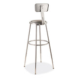 6400 Series Height Adjustable Heavy Duty Padded Stool W/backrest, Supports 300lb, 32"-39" Seat Ht, Gray,ships In 1-3 Bus Days