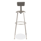 6400 Series Height Adjustable Heavy Duty Padded Stool W/backrest, Supports 300lb, 32"-39" Seat Ht, Gray,ships In 1-3 Bus Days