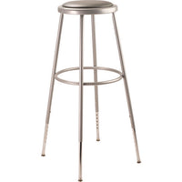 6400 Series Height Adjust Heavy Duty Vinyl Padded Steel Stool, Backless, Support 500lb, 30.5" To 38.5" Height, Gray Seat/base