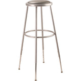 6400 Series Height Adjust Heavy Duty Vinyl Padded Steel Stool, Backless, Support 500lb, 30.5" To 38.5" Height, Gray Seat/base