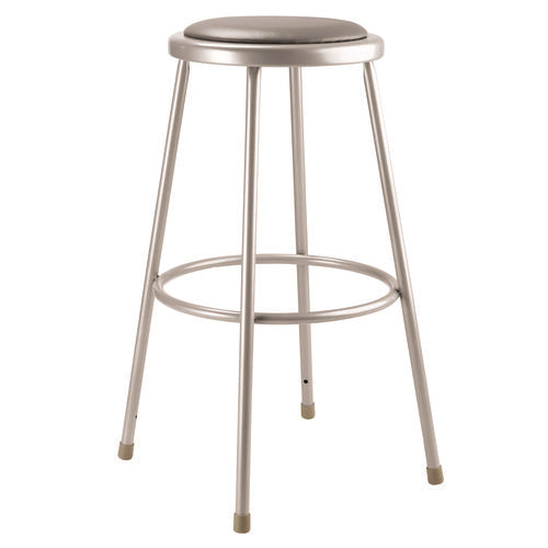 6400 Series Fixed Height Heavy Duty Vinyl Padded Steel Stool, Backless, Supports 500 Lb, 30" Seat Height, Gray Seat/base