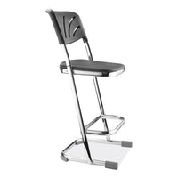 6600 Series Elephant Z-stool With Backrest, Supports 500 Lb, 24" Seat Ht, Black Seat/back, Chrome Frame,ships In 1-3 Bus Days