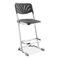 6600 Series Elephant Z-stool With Backrest, Supports 500 Lb, 24" Seat Ht, Black Seat/back, Chrome Frame,ships In 1-3 Bus Days