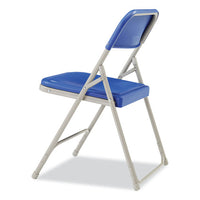 800 Series Premium Plastic Folding Chair, Supports 500 Lb, 18" Seat Ht, Blue Seat/back, Gray Base, 4/ct,ships In 1-3 Bus Days