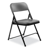 800 Series Plastic Folding Chair, Supports 500 Lb, 18" Seat Ht, Charcoal Seat/back, Black Base, 4/ct, Ships In 1-3 Bus Days