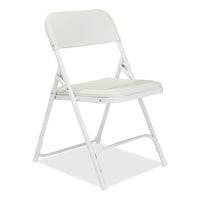 800 Series Plastic Folding Chair, Supports 500 Lb, 18" Seat Ht, Bright White Seat, White Base, 4/ct, Ships In 1-3 Bus Days