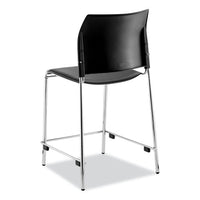 Cafetorium Counter Height Stool, Padded, Supports 300lb, 24" Seat Height, Black Seat/back, Chrome Base, Ships In 1-3 Bus Days