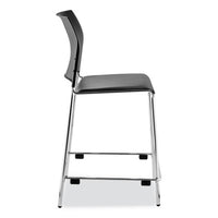 Cafetorium Counter Height Stool, Padded, Supports 300lb, 24" Seat Height, Black Seat/back, Chrome Base, Ships In 1-3 Bus Days