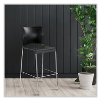 Cafetorium Bar Height Stool, Supports Up To 500lb, 31" Seat Height, Black Seat, Black Back, Chrome Base,ships In 1-3 Bus Days