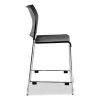 Cafetorium Counter Height Stool, Supports Up To 300 Lb, 24" Seat Height, Black Seat/back, Chrome Base, Ships In 1-3 Bus Days