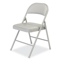 950 Series Vinyl Padded Steel Folding Chair, Supports Up To 250 Lb, 17.75" Seat Height, Gray, 4/carton, Ships In 1-3 Bus Days