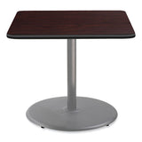 Cafe Table, 36w X 36d X 30h, Square Top/round Base, Mahogany Top, Gray Base, Ships In 1-3 Business Days