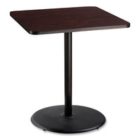 Cafe Table, 36w X 36d X 42h, Square Top/round Base, Mahogany Top, Black Base, Ships In 1-3 Business Days
