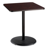 Cafe Table, 36w X 36d X 42h, Square Top/round Base, Mahogany Top, Black Base, Ships In 1-3 Business Days