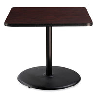 Cafe Table, 36w X 36d X 30h, Square Top/round Base, Mahogany Top, Black Base, Ships In 1-3 Business Days