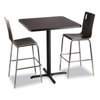 Cafe Table, 36w X 36d X 42h, Square Top/x-base, Mahogany Top, Black Base, Ships In 1-3 Business Days