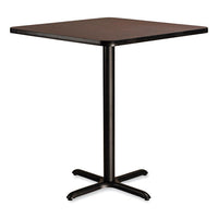 Cafe Table, 36w X 36d X 42h, Square Top/x-base, Mahogany Top, Black Base, Ships In 1-3 Business Days