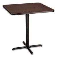Cafe Table, 36w X 36d X 36h, Square Top/x-base, Mahogany Top, Black Base, Ships In 1-3 Business Days
