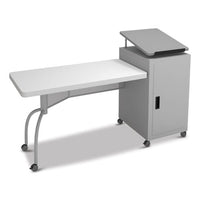 Edupod Teacher's Desk And Lectern Combo, 24" X 68" X 45", Gray Hammer Tone, Ships In 1-3 Business Days