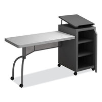 Edupod Teacher's Desk And Lectern Combo, 24" X 68" X 45", Gray Hammer Tone, Ships In 1-3 Business Days
