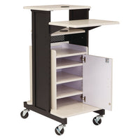 Premium Plus Presentation Cart With Storage Cabinet, 18 X 30 X 40.5, Ivory/black