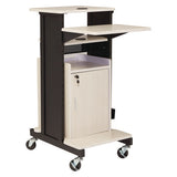 Premium Plus Presentation Cart With Storage Cabinet, 18 X 30 X 40.5, Ivory/black