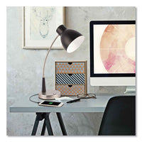 Wellness Series Adjust Led Desk Lamp, 3" To 22" High, Silver/matte Black, Ships In 1-3 Business Days