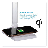 Entice Led Desk Lamp With Wireless Charging, Silver Arm, 11" To 22" High, White, Ships In 1-3 Business Days