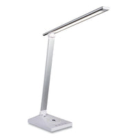 Entice Led Desk Lamp With Wireless Charging, Silver Arm, 11" To 22" High, White, Ships In 1-3 Business Days