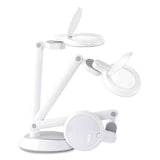 Space-saving Led Magnifier Desk Lamp, 14" High, White, Ships In 1-3 Business Days