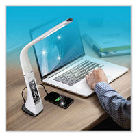 Wellness Series Sanitizing Thrive Led Desk Lamp With Clock, 10" To 18.75", White, Ships In 1-3 Business Days