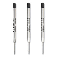 Quinkflow Refill For Parker Ballpoint Pen, Medium Tip, Black Ink, 3/pack