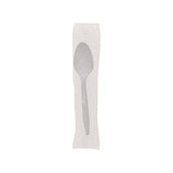 Fieldware Cutlery, Individually Wrapped, Mediumweight Spoon, Plastic, White, 1,000/carton