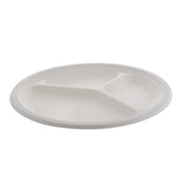 Earthchoice Pfas Free Compostable Dinnerware, 3-compartment Plate, 10.25" Dia, Natural, 500/carton
