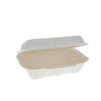 Earthchoice Pfas Free Compostable Hinged Lid Container, 9 X 6 X 3, Natural, Sugarcane, 150/carton