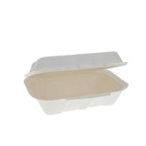 Earthchoice Pfas Free Compostable Hinged Lid Container, 9 X 6 X 3, Natural, Sugarcane, 150/carton