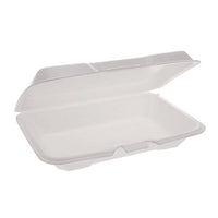 Conventional Foam Hinged Lid Container, Very Shallow, 9 X 6.5 X 1, White, 150/carton