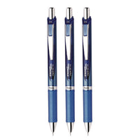 Energel Rtx Deluxe Gel Pen, Retractable, Fine 0.5 Mm, Blue Ink, Blue/silver Barrel, 3/pack